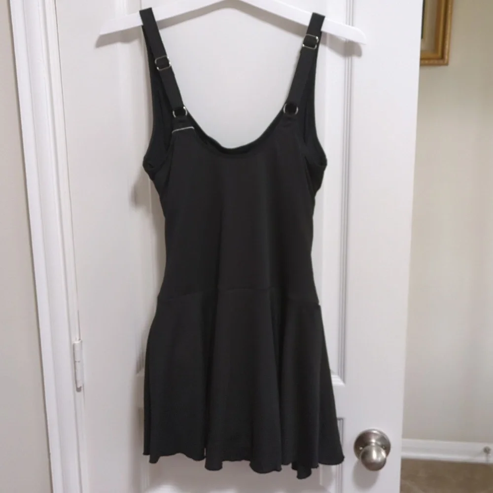 Black Ribbed Tummy Control Swim dress Size Large - Picture 5 of 7